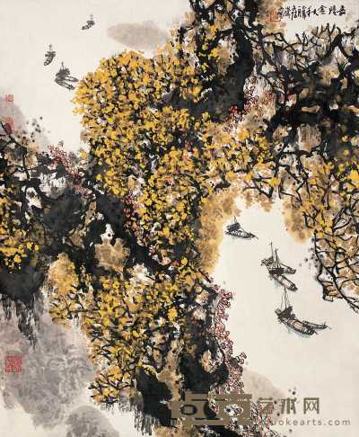 李文信 乙丑（1985年） 嘉陵金秋 立轴 83×68cm